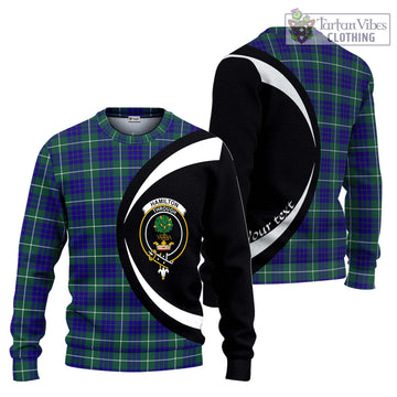 Hamilton Hunting Modern Tartan Ugly Sweater with Family Crest Circle Style