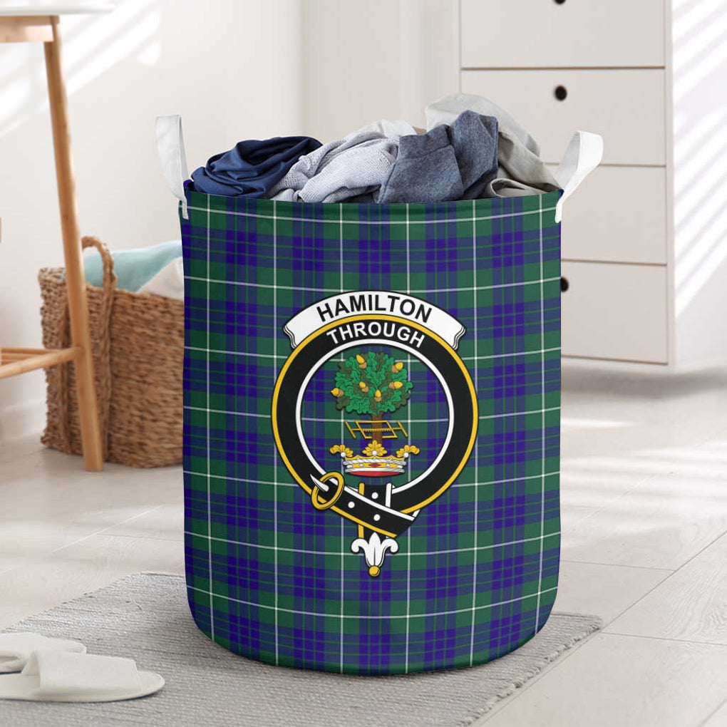 Hamilton Hunting Modern Tartan Laundry Basket with Family Crest One Size - Tartanvibesclothing Shop