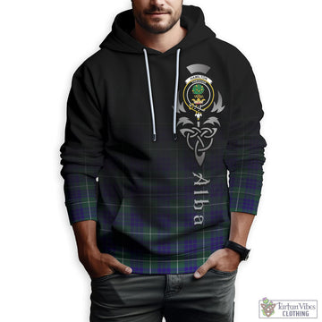 Hamilton Hunting Modern Tartan Hoodie Featuring Alba Gu Brath Family Crest Celtic Inspired