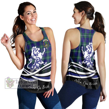 Hamilton Hunting Modern Tartan Women's Racerback Tanks with Alba Gu Brath Regal Lion Emblem