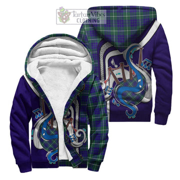 Hamilton Hunting Modern Tartan Sherpa Hoodie with Epic Bagpipe Style