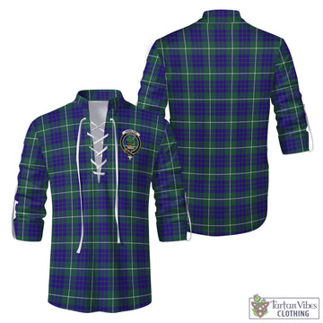 Hamilton Hunting Modern Tartan Men's Scottish Traditional Jacobite Ghillie Kilt Shirt with Family Crest