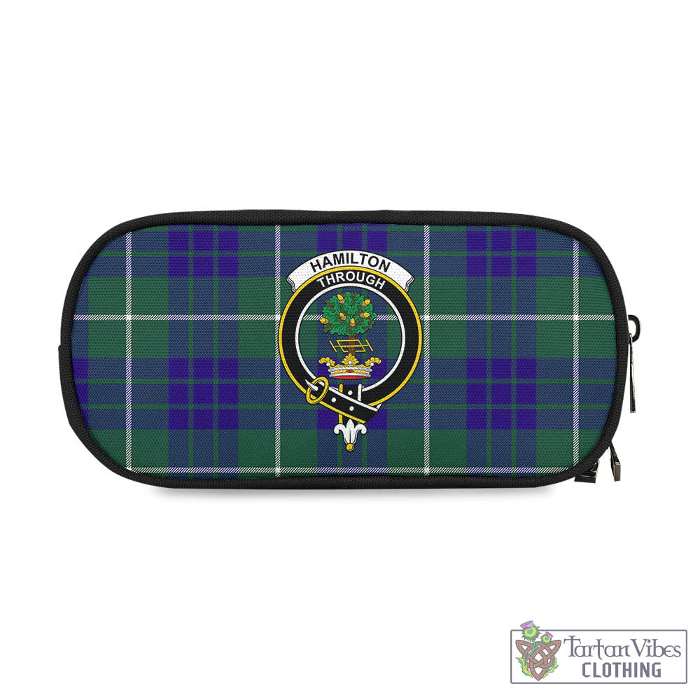 Tartan Vibes Clothing Hamilton Hunting Modern Tartan Pen and Pencil Case with Family Crest