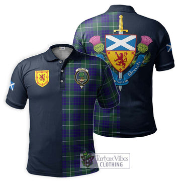 Hamilton Hunting Modern Tartan Polo Shirt Alba with Scottish Lion Royal Arm Half Style