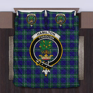 Hamilton Hunting Modern Tartan Quilt Bed Set with Family Crest