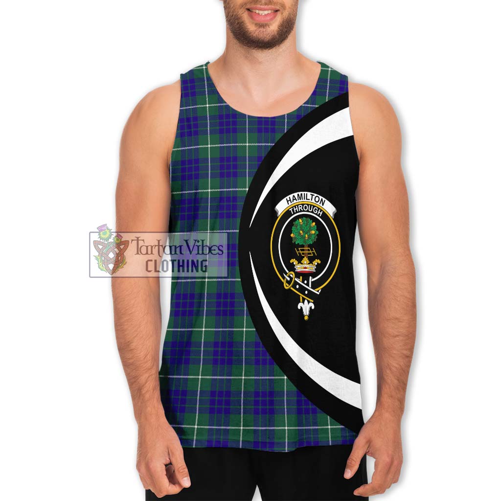 Hamilton Hunting Modern Tartan Men's Tank Top with Family Crest Circle Style Men - Tartan Vibes Clothing