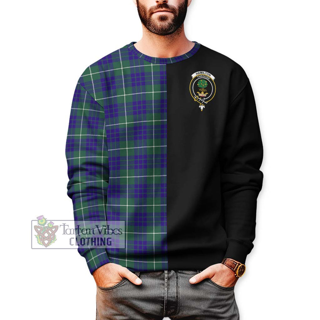 Hamilton Hunting Modern Tartan Sweatshirt with Family Crest and Half Of Me Style Unisex - Tartanvibesclothing Shop