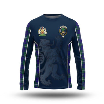 Hamilton Hunting Modern Tartan Long Sleeve T-Shirt with Family Crest and Lion Rampant Vibes Sport Style