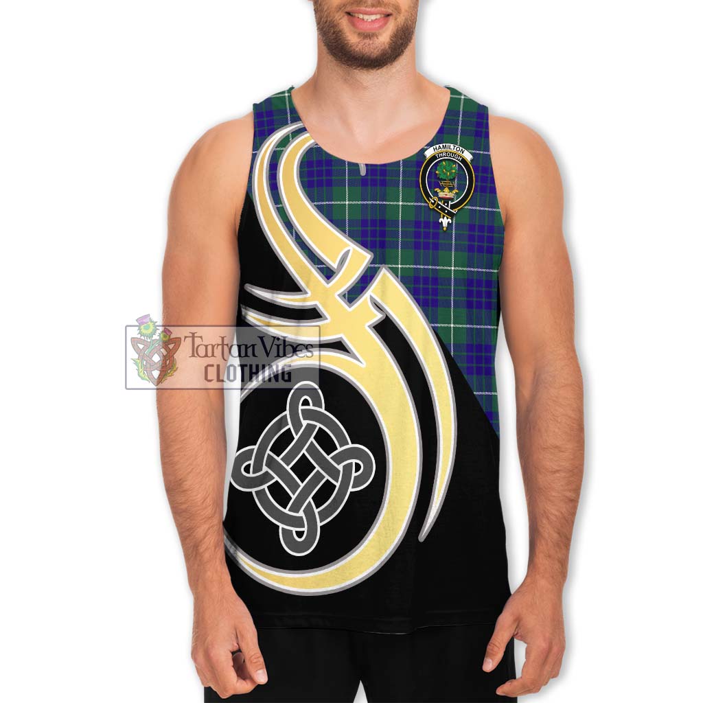 Hamilton Hunting Modern Tartan Men's Tank Top with Family Crest and Celtic Symbol Style Men - Tartan Vibes Clothing