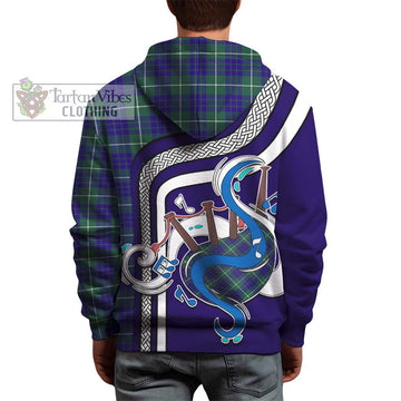 Hamilton Hunting Modern Tartan Hoodie with Epic Bagpipe Style