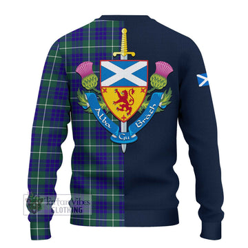 Hamilton Hunting Modern Tartan Ugly Sweater with Scottish Lion Royal Arm Half Style