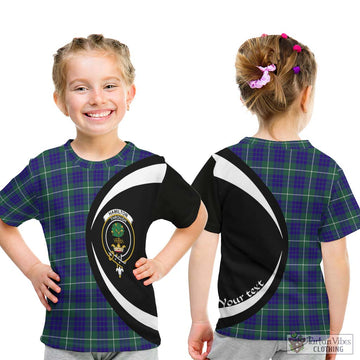 Hamilton Hunting Modern Tartan Kid T-Shirt with Family Crest Circle Style