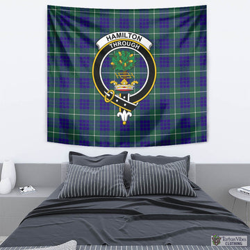 Hamilton Hunting Modern Tartan Tapestry Wall Hanging and Home Decor for Room with Family Crest