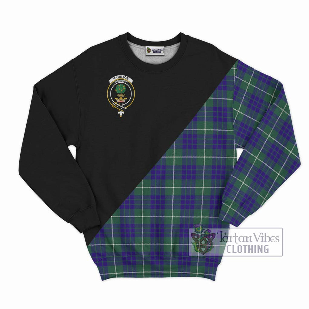 Hamilton Hunting Modern Tartan Sweatshirt with Family Crest and Military Logo Style - Tartanvibesclothing Shop