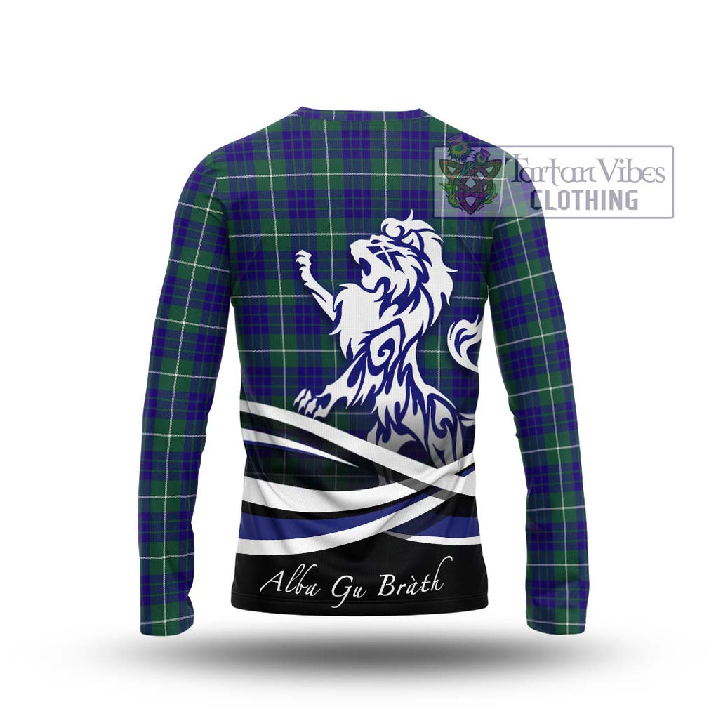 Hamilton Hunting Modern Tartan Long Sleeve T-Shirt with Alba Gu Brath Regal Lion Emblem - Tartanvibesclothing Shop