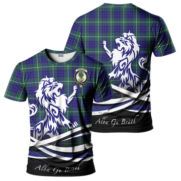 Hamilton Hunting Modern Tartan T-Shirt with Alba Gu Brath Regal Lion Emblem