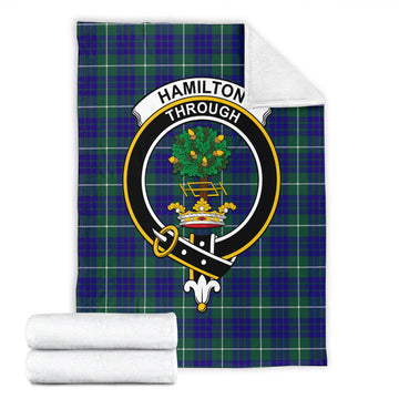 Hamilton Hunting Modern Tartan Blanket with Family Crest