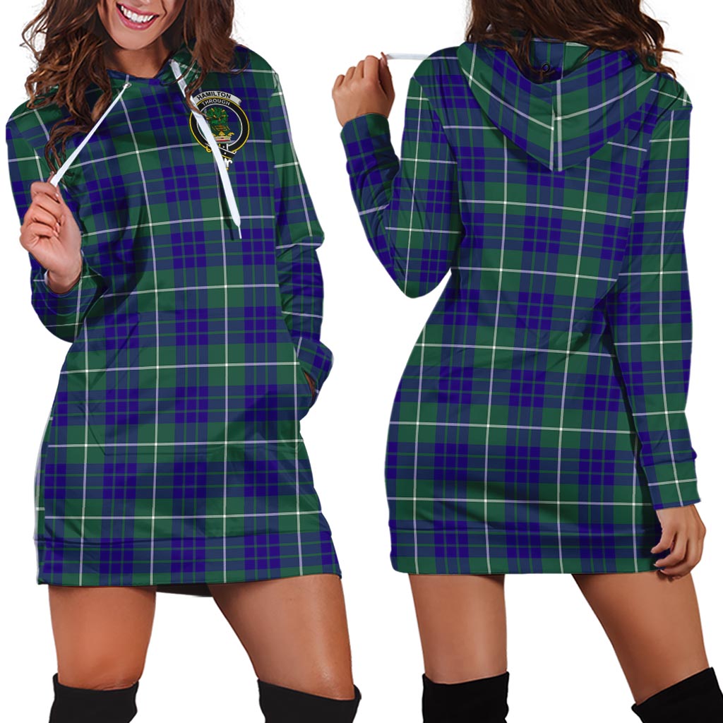 Hamilton Hunting Modern Tartan Hoodie Dress with Family Crest - Tartan Vibes Clothing