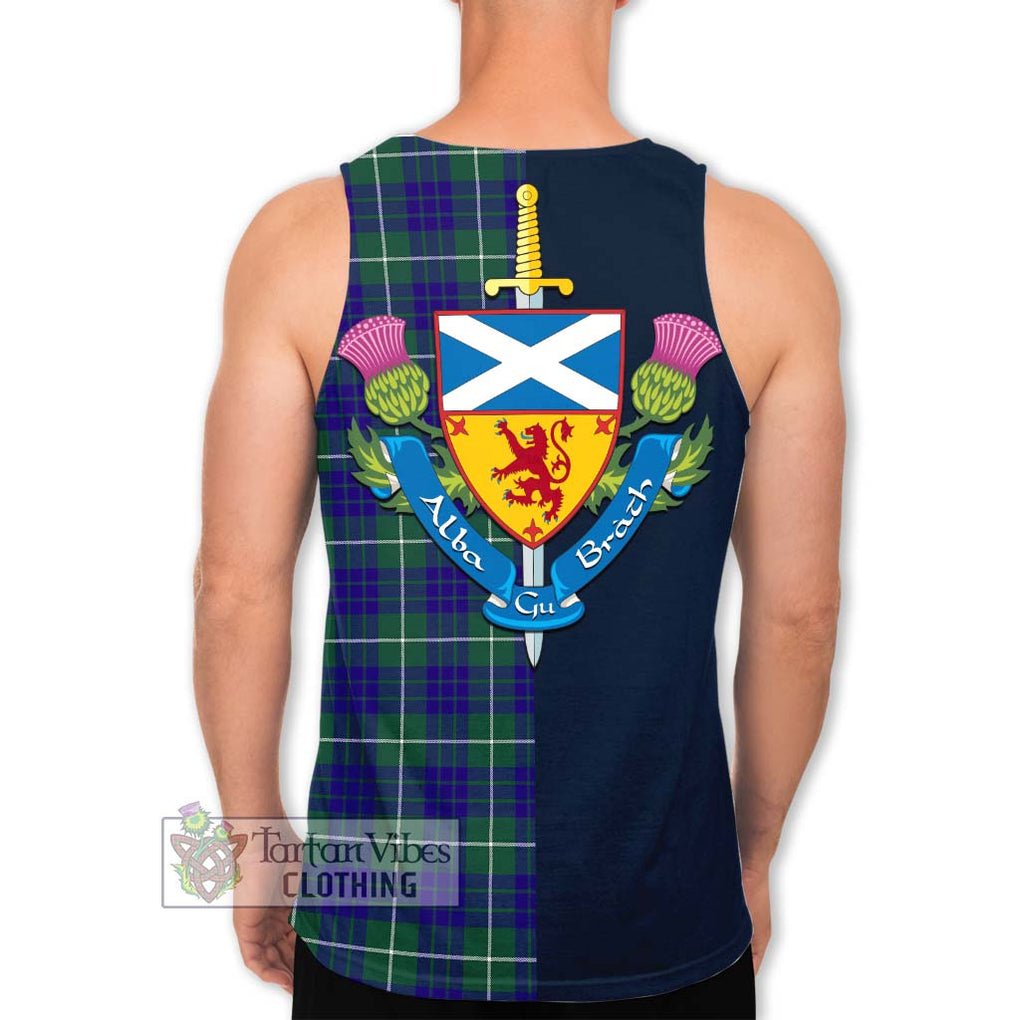 Tartan Vibes Clothing Hamilton Hunting Modern Tartan Men's Tank Top with Scottish Lion Royal Arm Half Style