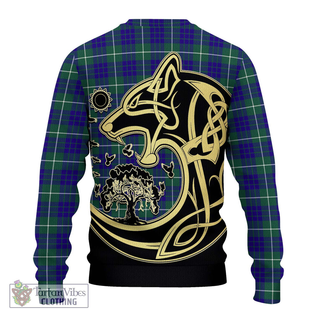 Hamilton Hunting Modern Tartan Knitted Sweater with Family Crest Celtic Wolf Style - Tartan Vibes Clothing