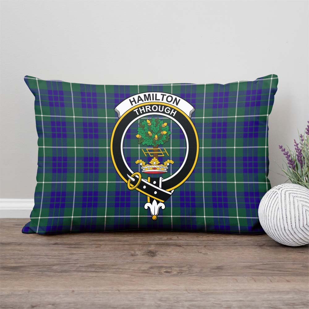 Hamilton Hunting Modern Tartan Pillow Cover with Family Crest Rectangle Pillow Cover - Tartanvibesclothing