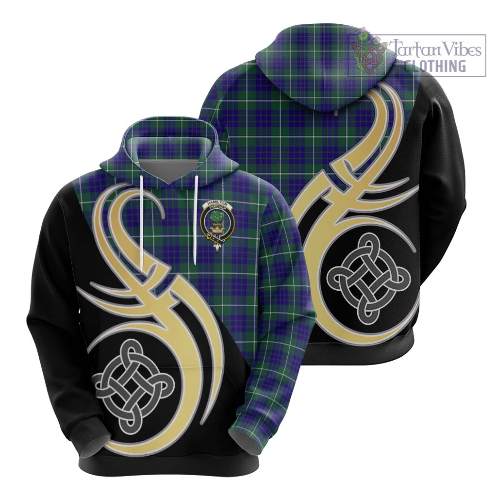 Hamilton Hunting Modern Tartan Hoodie with Family Crest and Celtic Symbol Style - Tartan Vibes Clothing