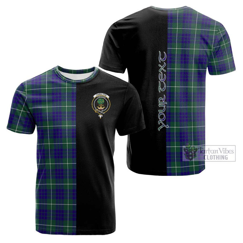 Tartan Vibes Clothing Hamilton Hunting Modern Tartan Cotton T-shirt with Family Crest and Half Of Me Style