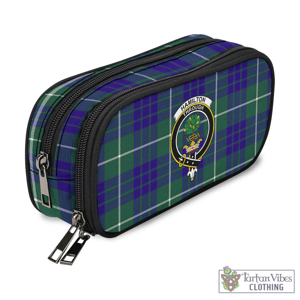 Tartan Vibes Clothing Hamilton Hunting Modern Tartan Pen and Pencil Case with Family Crest