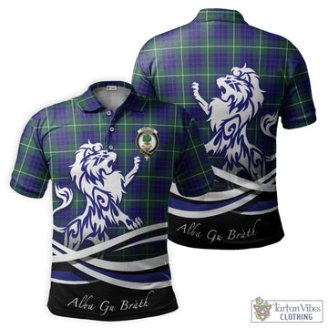 Hamilton Hunting Modern Tartan Polo Shirt with Alba Gu Brath Regal Lion Emblem