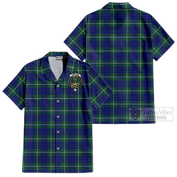 Hamilton Hunting Modern Tartan Cotton Hawaiian Shirt with Family Crest