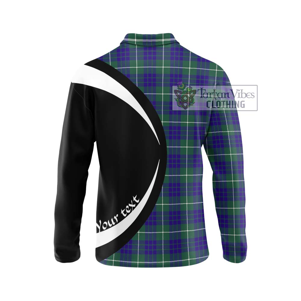 Hamilton Hunting Modern Tartan Long Sleeve Polo Shirt with Family Crest Circle Style - Tartan Vibes Clothing