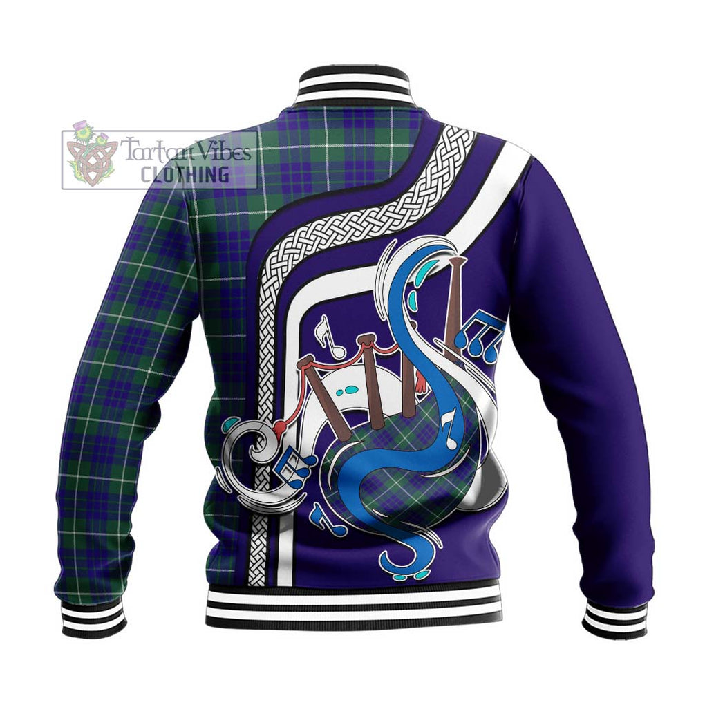 Tartan Vibes Clothing Hamilton Hunting Modern Tartan Baseball Jacket with Epic Bagpipe Style