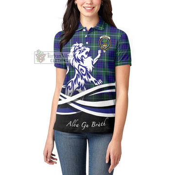 Hamilton Hunting Modern Tartan Women's Polo Shirt with Alba Gu Brath Regal Lion Emblem