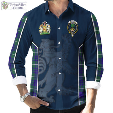 Hamilton Hunting Modern Tartan Long Sleeve Button Up Shirt with Family Crest and Lion Rampant Vibes Sport Style