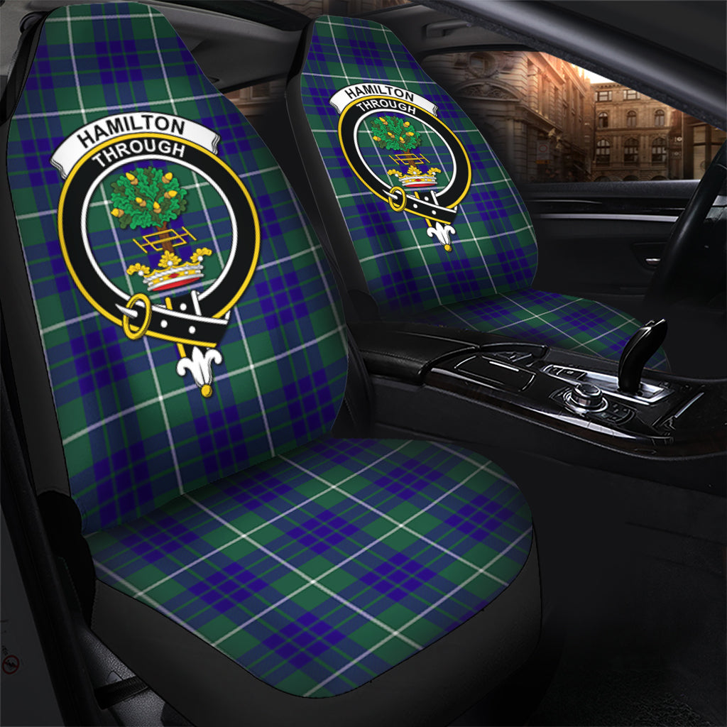 Hamilton Hunting Modern Tartan Car Seat Cover with Family Crest - Tartanvibesclothing