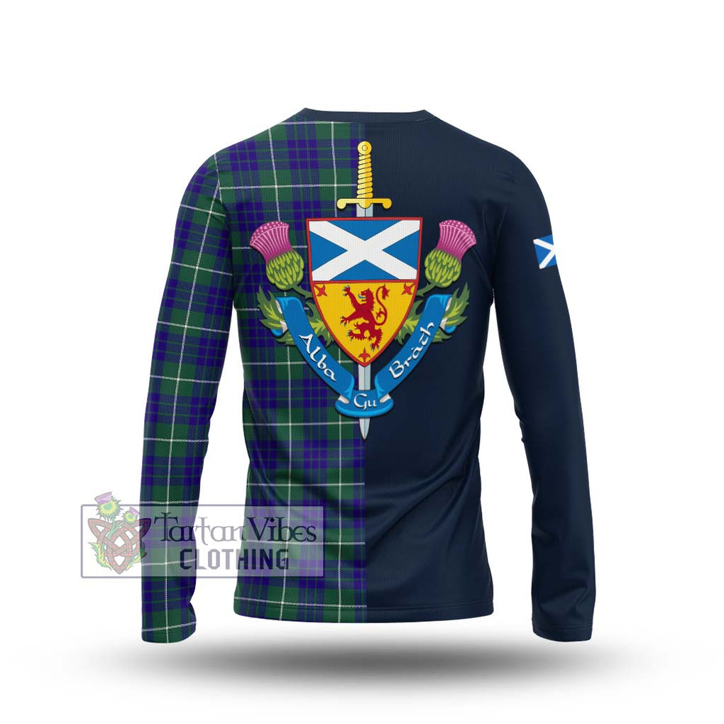 Tartan Vibes Clothing Hamilton Hunting Modern Tartan Long Sleeve T-Shirt with Scottish Lion Royal Arm Half Style