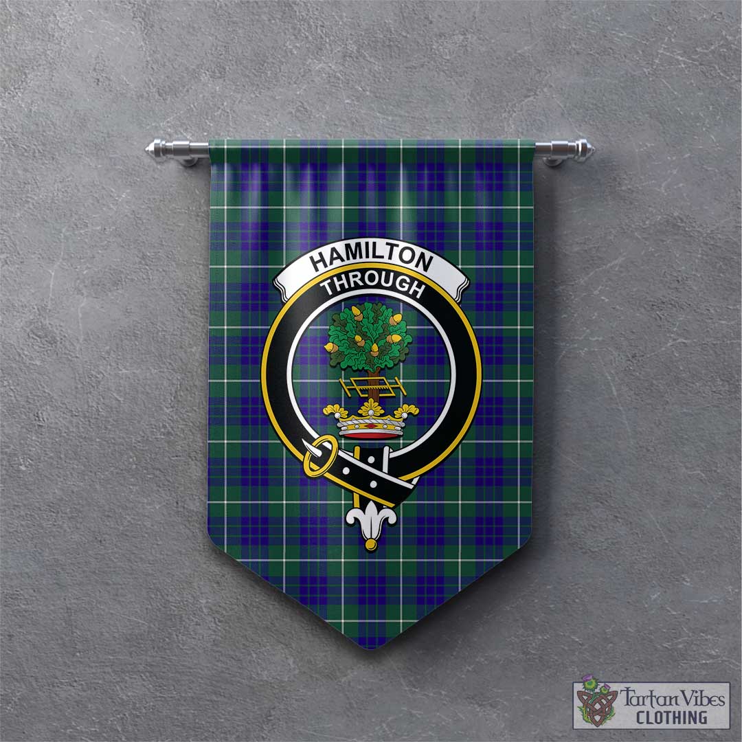 Tartan Vibes Clothing Hamilton Hunting Modern Tartan Gonfalon, Tartan Banner with Family Crest