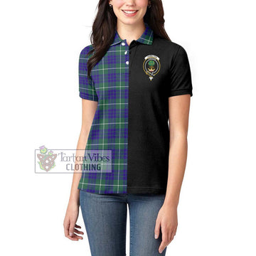 Hamilton Hunting Modern Tartan Women's Polo Shirt with Family Crest and Half Of Me Style