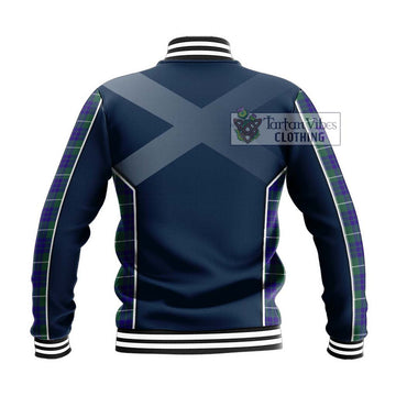 Hamilton Hunting Modern Tartan Baseball Jacket with Family Crest and Lion Rampant Vibes Sport Style