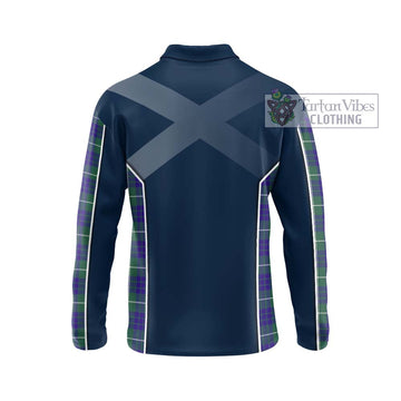 Hamilton Hunting Modern Tartan Long Sleeve Polo Shirt with Family Crest and Lion Rampant Vibes Sport Style