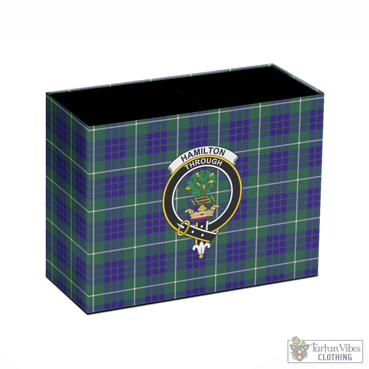 Tartan Vibes Clothing Hamilton Hunting Modern Tartan Pen Holder with Family Crest