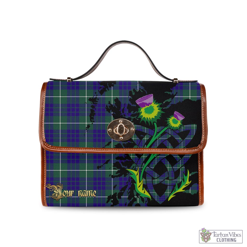 Tartan Vibes Clothing Hamilton Hunting Modern Tartan Waterproof Canvas Bag with Scotland Map and Thistle Celtic Accents