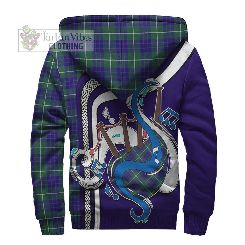 Hamilton Hunting Modern Tartan Sherpa Hoodie with Epic Bagpipe Style - Tartanvibesclothing Shop