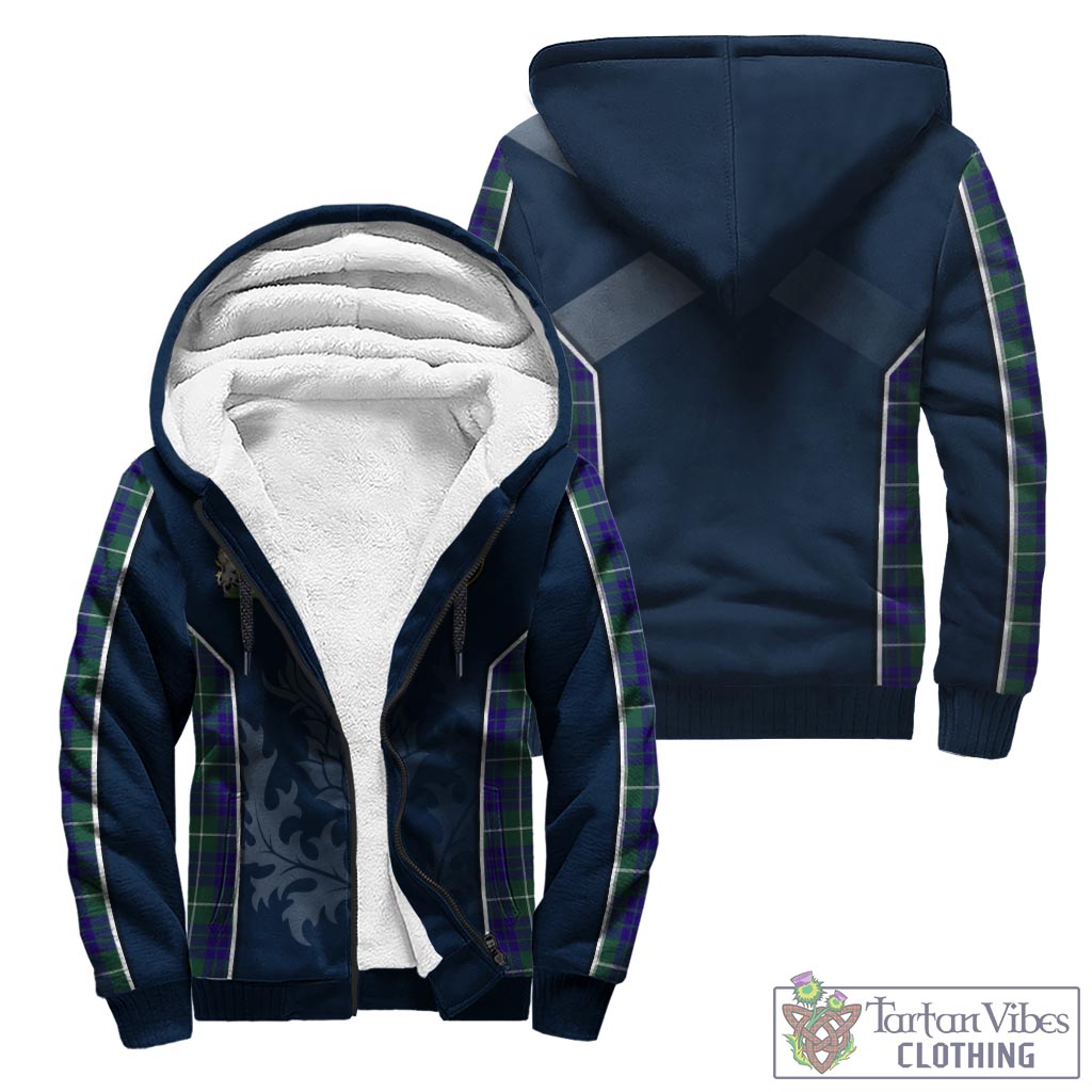 Tartan Vibes Clothing Hamilton Hunting Modern Tartan Sherpa Hoodie with Family Crest and Scottish Thistle Vibes Sport Style