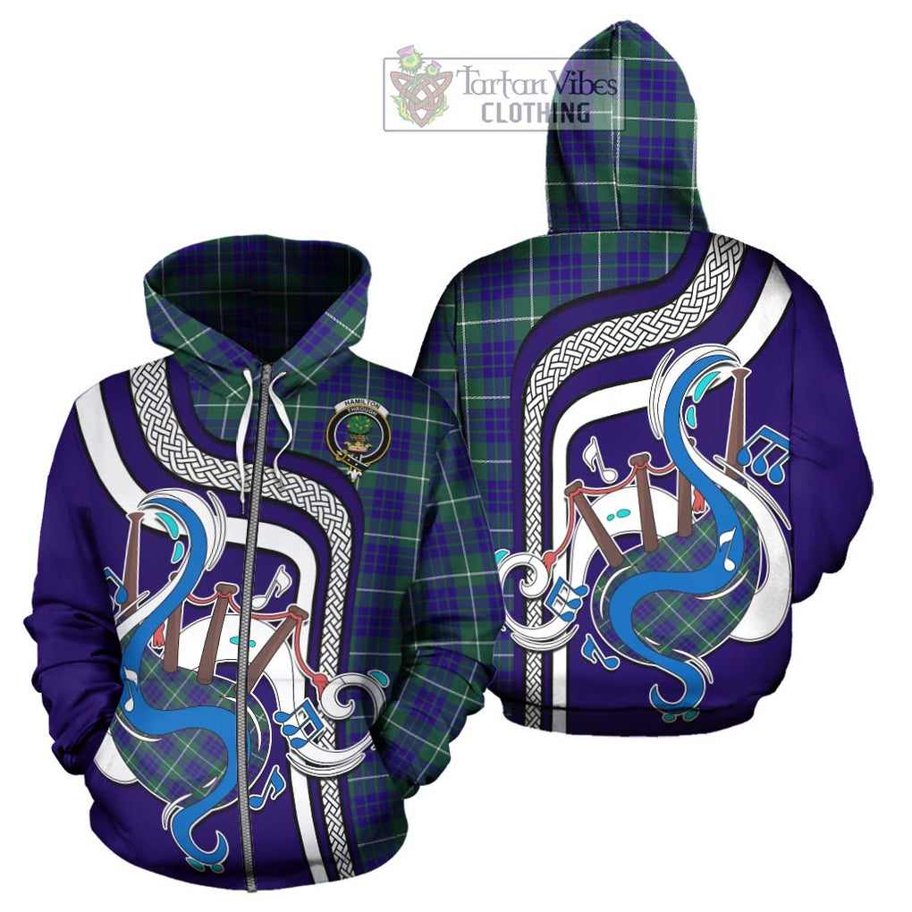 Hamilton Hunting Modern Tartan Hoodie with Epic Bagpipe Style - Tartanvibesclothing Shop