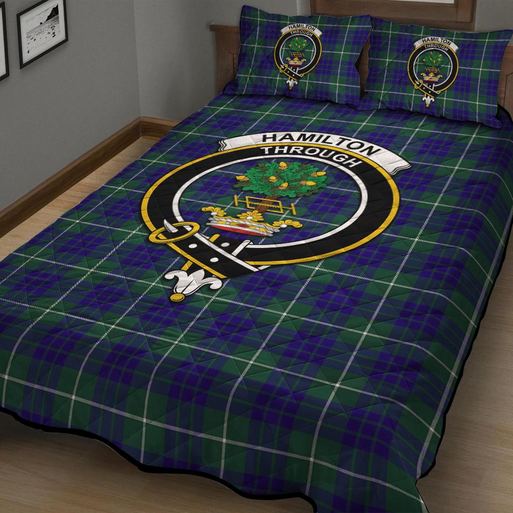 Hamilton Hunting Modern Tartan Quilt Bed Set with Family Crest - Tartan Vibes Clothing