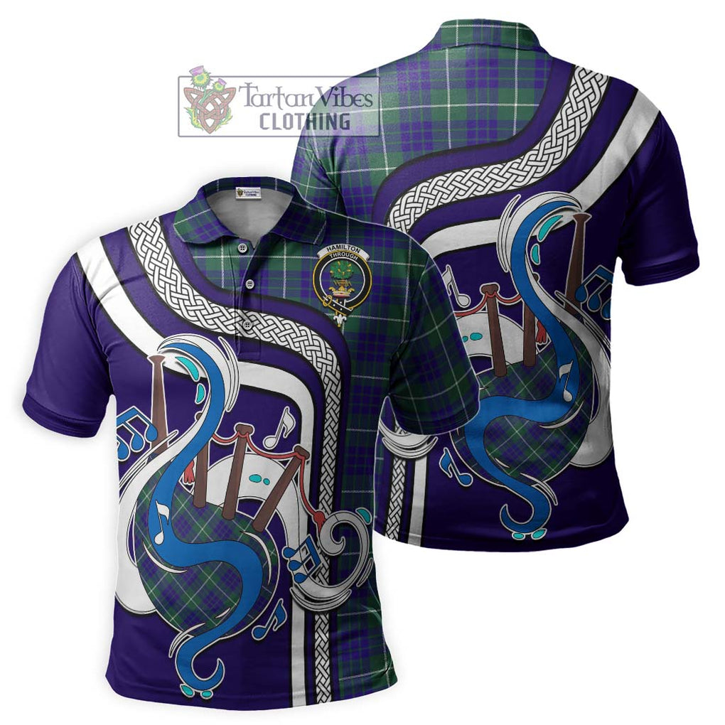 Tartan Vibes Clothing Hamilton Hunting Modern Tartan Polo Shirt with Epic Bagpipe Style