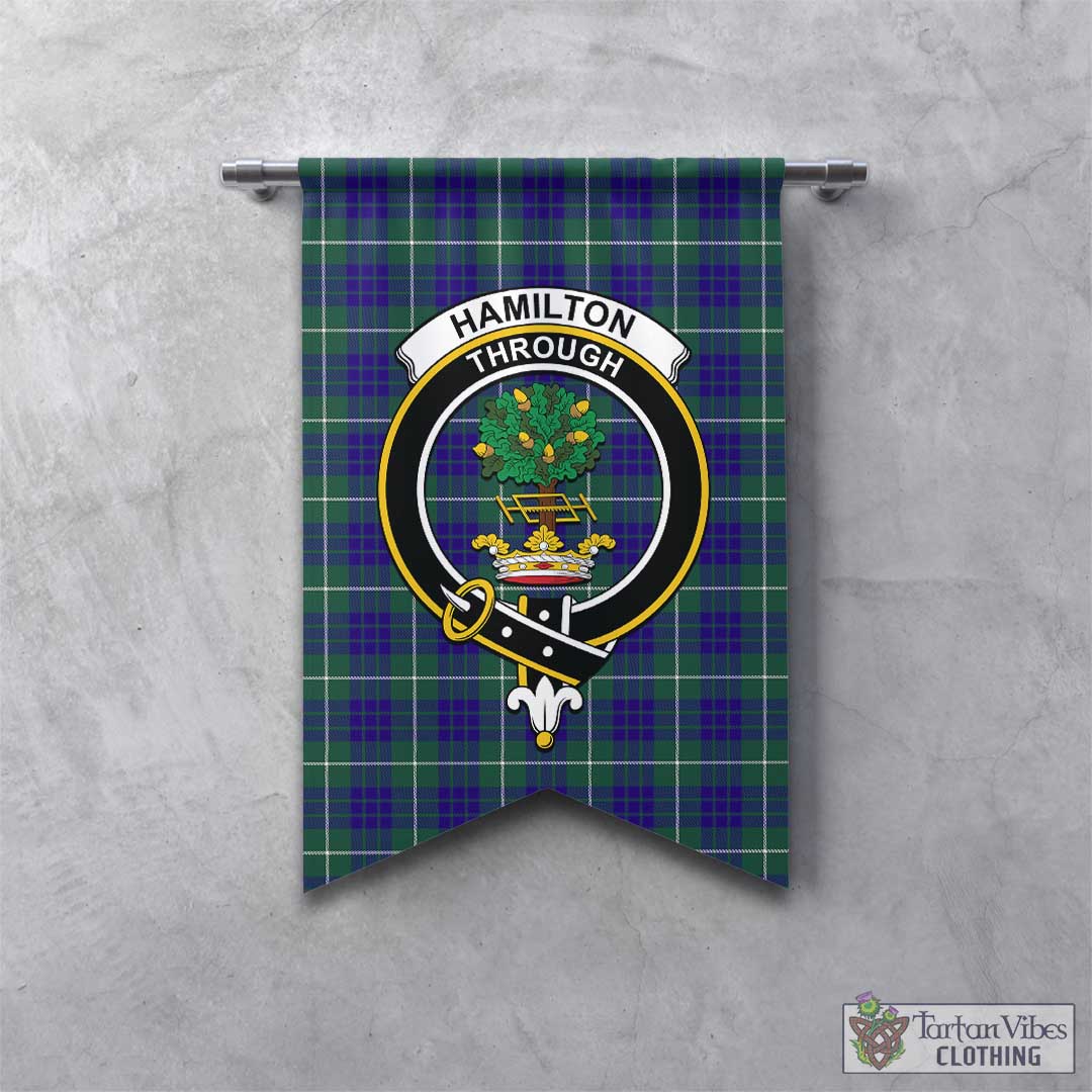 Tartan Vibes Clothing Hamilton Hunting Modern Tartan Gonfalon, Tartan Banner with Family Crest