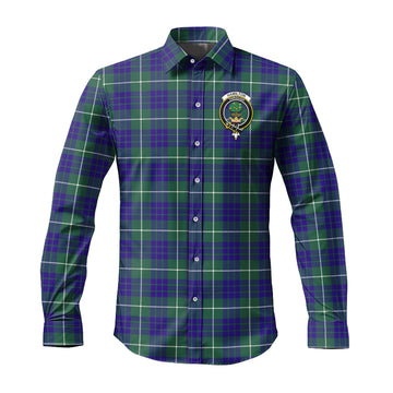 Hamilton Hunting Modern Tartan Long Sleeve Button Up Shirt with Family Crest