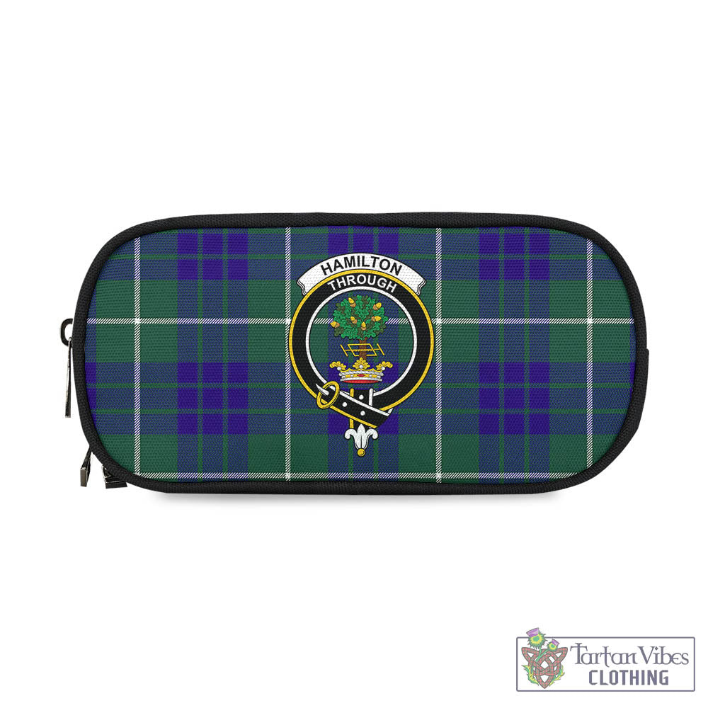 Tartan Vibes Clothing Hamilton Hunting Modern Tartan Pen and Pencil Case with Family Crest